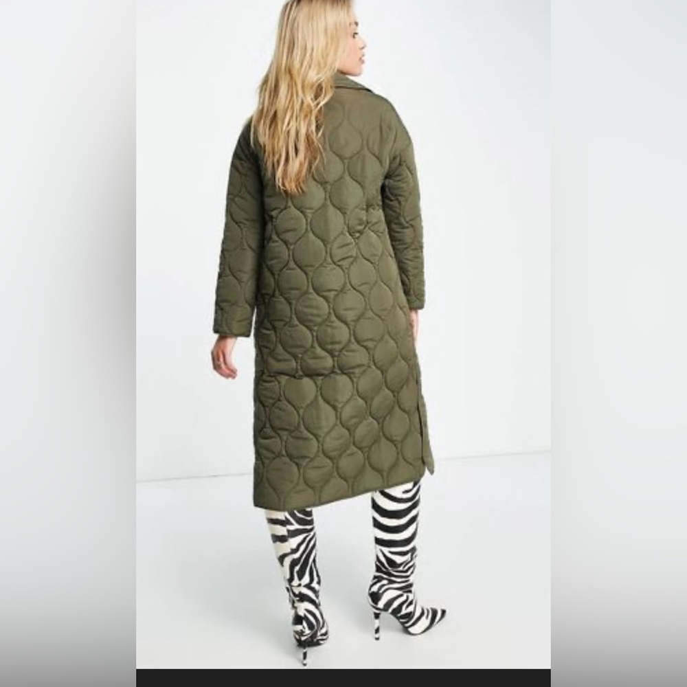 4th & Reckless Quilted Longline Coat in Green - Picture 6 of 6